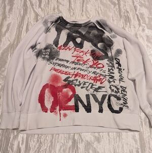 PRPS White and Red Graphic Crewneck Sweatshirt